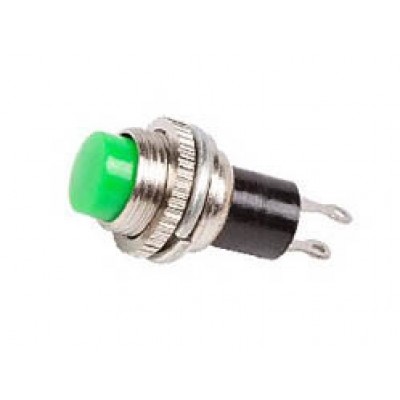 Кнопка мини металл без фиксации RWD-213 220В 2А d10.2 зелёная 36-3333